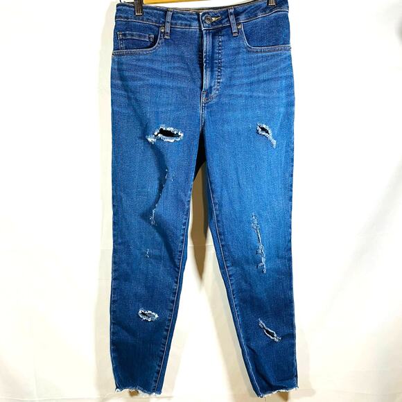 Everlane Curvy High-Rise Skinny Jeans Distressed Size 28 Crop - Picture 1 of 7